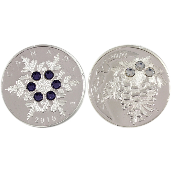Group Lot of 2010 $20 Crystal Nature 1oz .9999 Fine Silver Coins. 2pcs. (Tax Exempt)