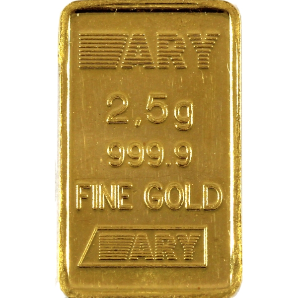 2.5g Gold ARY .9999 Fine Gold Bar (Tax Exempt)