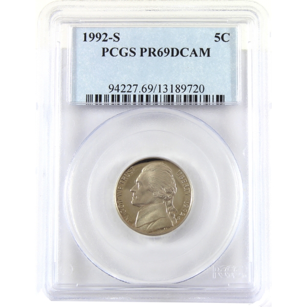 USA 1992S Jefferson Nickel PCGS PR69 DCAM