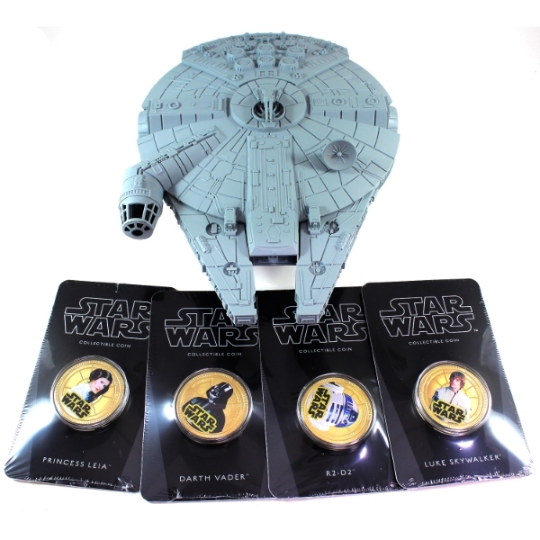 Niue 2011 $1 Star Wars Collectible Coins 4-Coin Set w/ Millennium Falcon Case