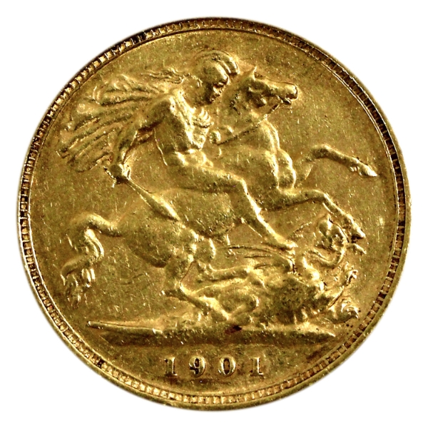 Great Britain Gold 1901 1/2 Sovereign VF-EF