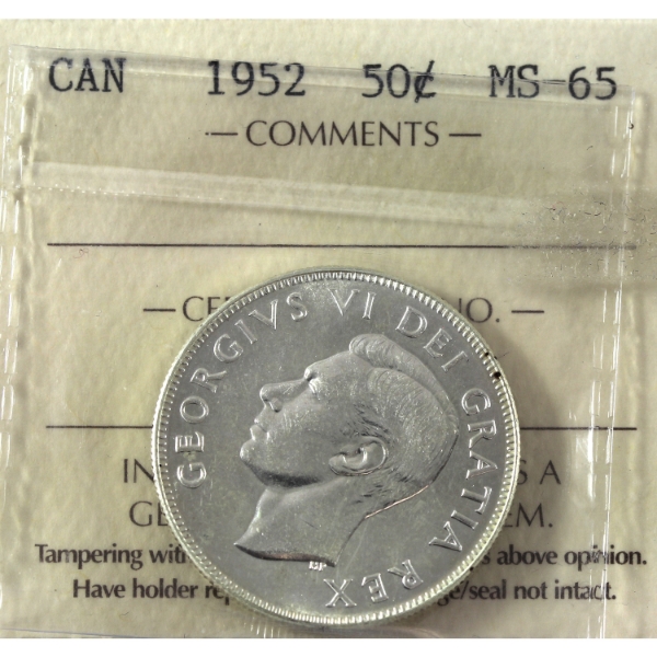 50-cent 1952 ICCS MS65