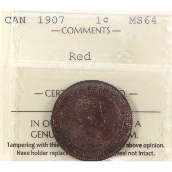 1-cent 1907 ICCS MS64 Red