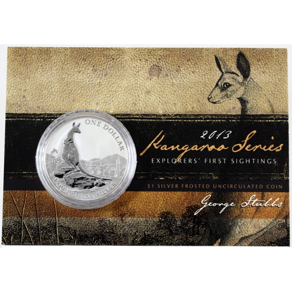 Australia Silver 2013 $1 Kangaroo 1oz .999 Fine Silver (Tax Exempt)