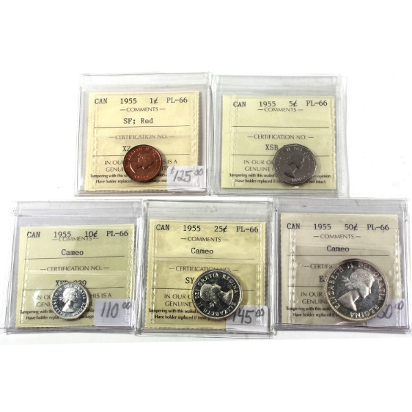 1955 6-coin Proof Like Set ICCS PL66. 5pcs