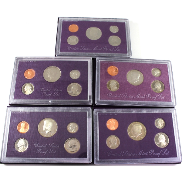 Group Lot of 1986-1990 United States Mint Proof Sets. 5pcs.
