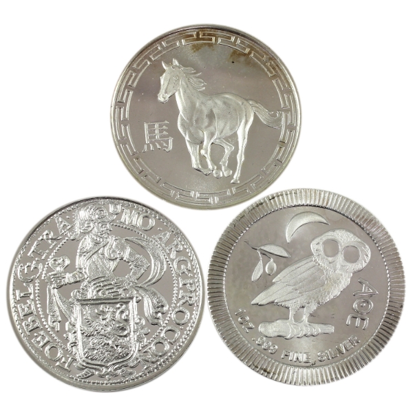 3x 1oz World 2014-2020 Mixed Denomination Assorted .999 Fine Silver Coins. 3pcs (Tax Exempt)