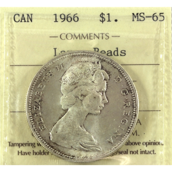 Silver $1 1966 Large Beads ICCS MS65