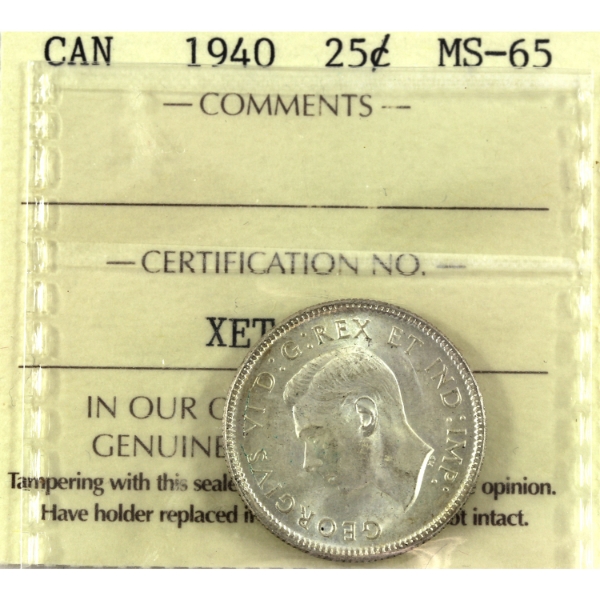 25-cent 1940 ICCS MS65
