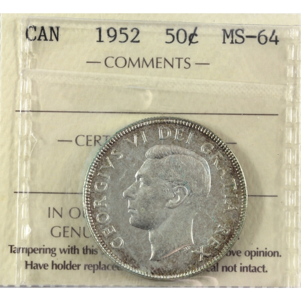 50-cent 1952 ICCS MS64