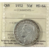 Image 1 : 50-cent 1952 ICCS MS64