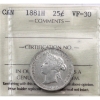 Image 1 : 25-cent 1881H Re-Engraved Ribbon ICCS VF30