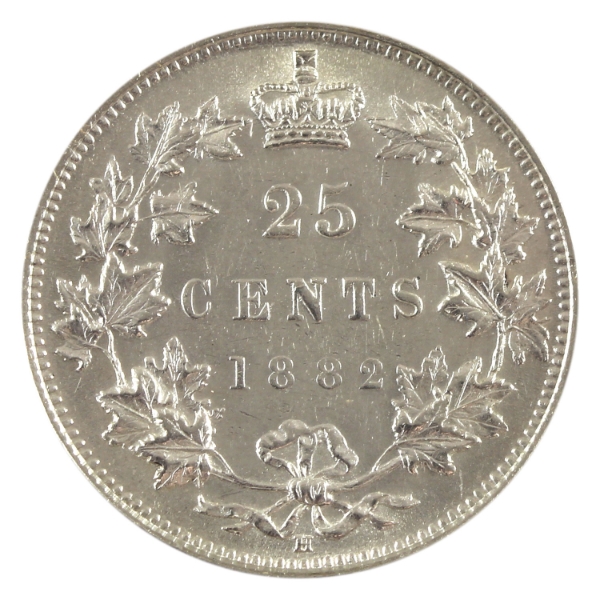 25-cent 1882H AU-UNC