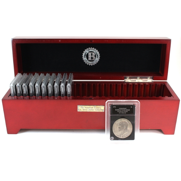 11x USA 1971-1999 Silver Dollars in Bradford Exchange Holders. 
