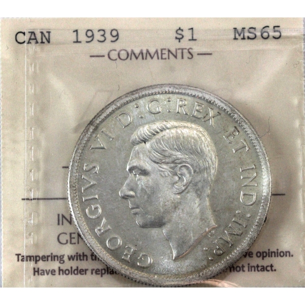 Silver $1 1939 ICCS MS65
