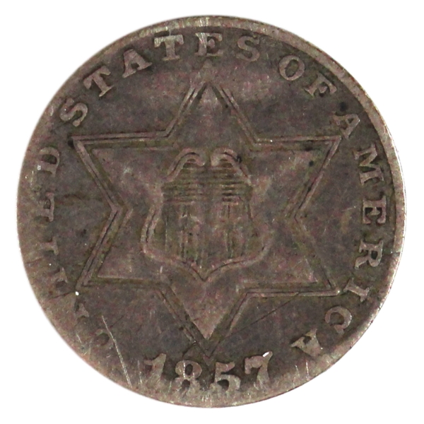 USA 1857 3-cent VF
