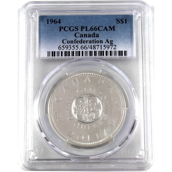 Silver $1 1964 Confederation PCGS PL66 Cameo
