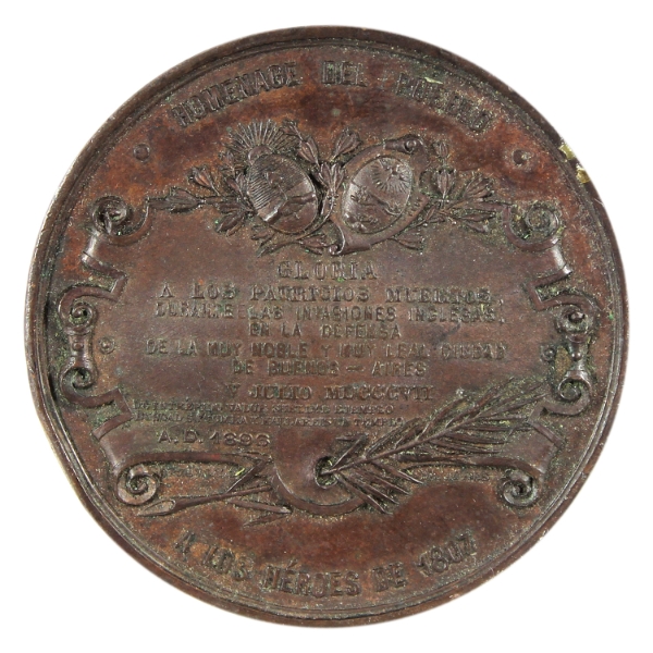 Argentina 1896 British English Invasion Heroes Homage Medal 63.53g-Copper, 56mm