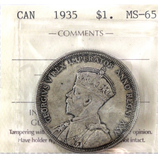 Silver $1 1935 ICCS MS65