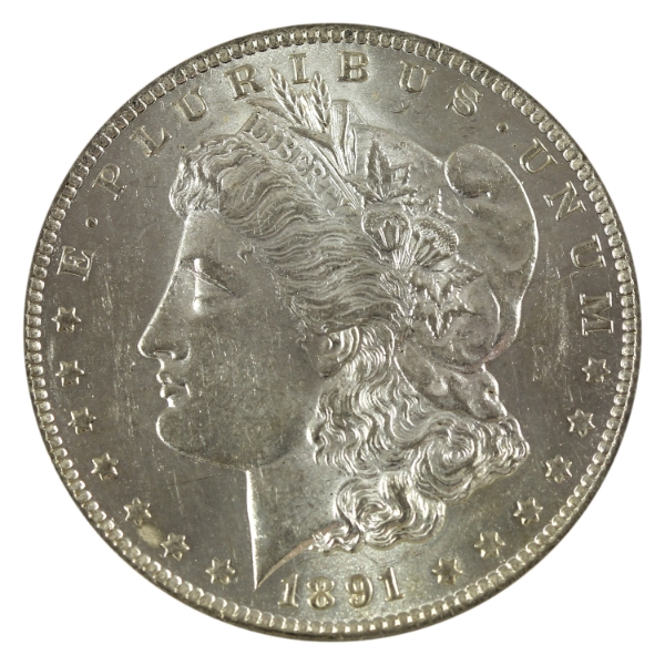 USA Silver 1891-CC Morgan Dollar UNC+