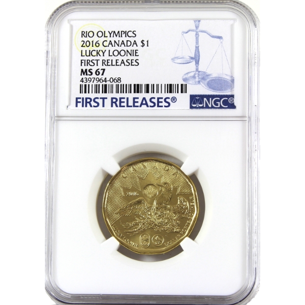 Loon $1 2016 Rio Olympics Lucky Loonie First Releases NGC MS67