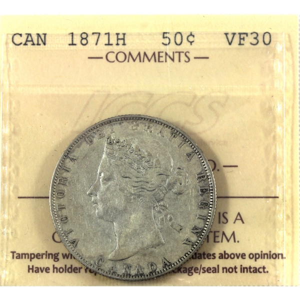 50-cent 1871H ICCS VF30