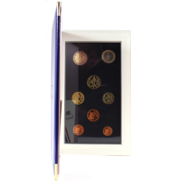 France 2002 Monnaie de Paris Uncirculated Proof Set in Blue Display case w/ Sleeve