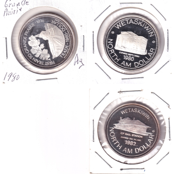 1980 & 1982 Alberta Silver Trade Tokens. 3pcs.