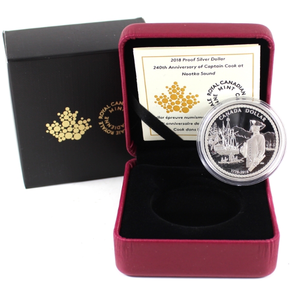 2018 $1 240th Anniversary Of Captain Cook at Nootka Sound Proof Silver Dollar (Tax Exempt)