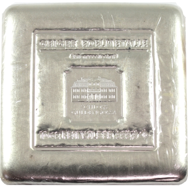 10oz Geiger Edelmetalle .999 Fine Silver Poured Bar (Tax Exempt)