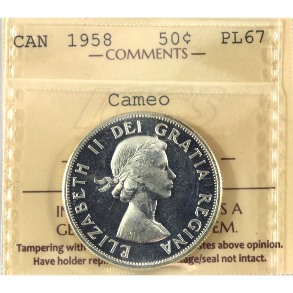 50-cent 1958 ICCS PL67 Cameo