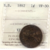 Image 1 : Nova Scotia 1-cent 1862 ICCS VF30 