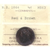 Image 1 : Nova Scotia 1/2-cent 1864 ICCS MS63 RD & BN