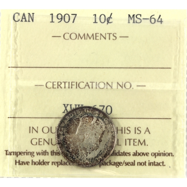 10-cent 1907 ICCS MS64