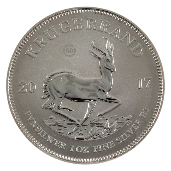South Africa Silver 2017 Krugerrand 1oz .999 Fine Silver Coin (Tax Exempt)