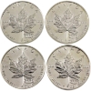 Image 1 : 4x 1oz 1999-2000 Fireworks Privy 1oz Fine Silver Maple Leaf Rounds. 4pcs. (Tax Exempt) 