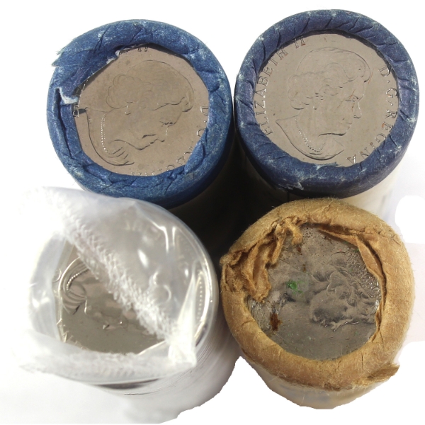 4x 5-cent Double Headed (Date Unknown) Original Rolls of 40pcs. 4 Rolls.