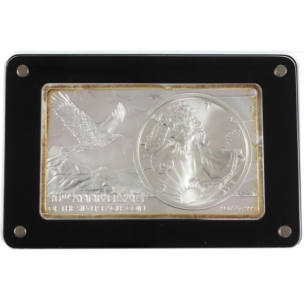 USA 2016 Most Famous Coin Bar Series- 30th Anniversary of the Silver Eagle 1oz Coin Inside 2oz Bar