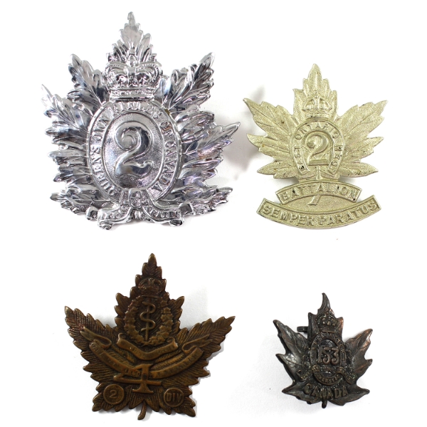 Group Lot of 4x Assorted Canadian Military Cap Badges. 4pcs