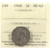 Image 1 : 5-cent 1948 ICCS MS65