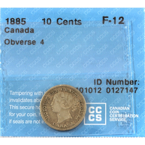 10-cent 1885 Obverse 4 CCCS F12