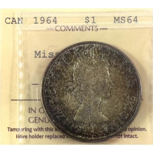Silver $1 1964 No Dot ICCS MS64