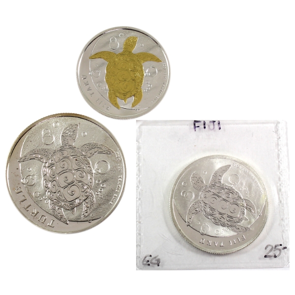 2oz Lot Total! World 2012-2017 Mixed Denomination Turtle .999 Fine Silver. 3pcs (Tax Exempt)