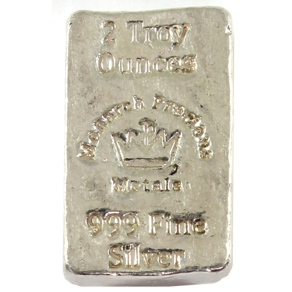 2oz Monarch Precious Metals .999 Fine Silver Bar (Tax Exempt)