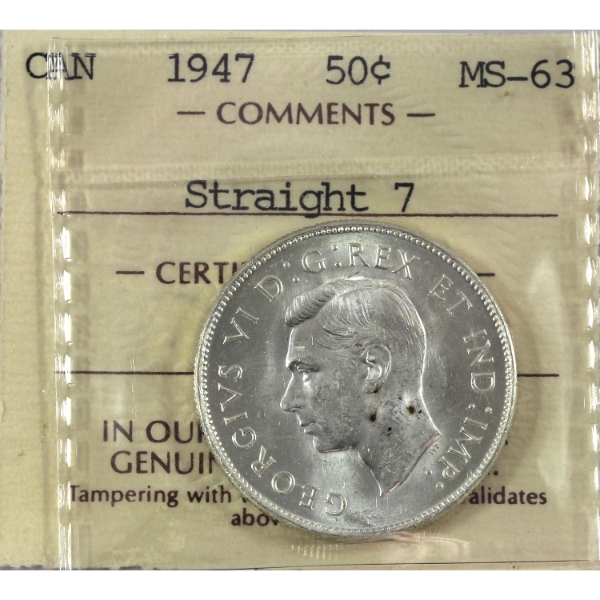 50-cent 1947 Straight 7 ICCS MS63