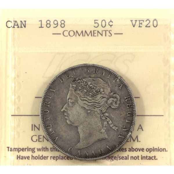 50-cent 1898 ICCS VF20