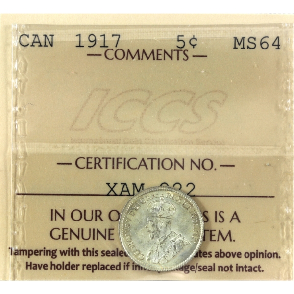 5-cent 1917 ICCS MS64