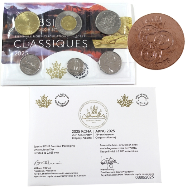 RCNA 2025 Classic Uncirculated Coin Set in Special Edition Calgary, Alberta Envelope