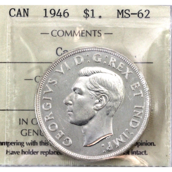 Silver $1 1946 ICCS MS62 Cameo