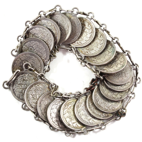 Netherlands Silver 10-cent 1928-1944 Coin Bracelet